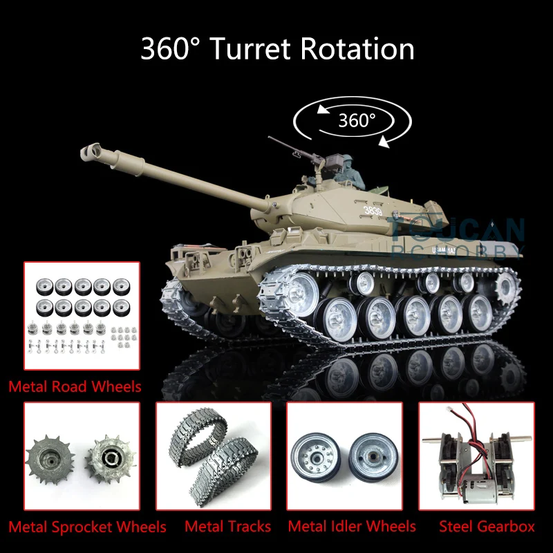 US Stock HENG LONG 1/16 7.0 Customized Walker Bulldog RTR RC Tank 3839 Full Metal Tracks Wheels Smoke Unit BB Shooting Toys Gift