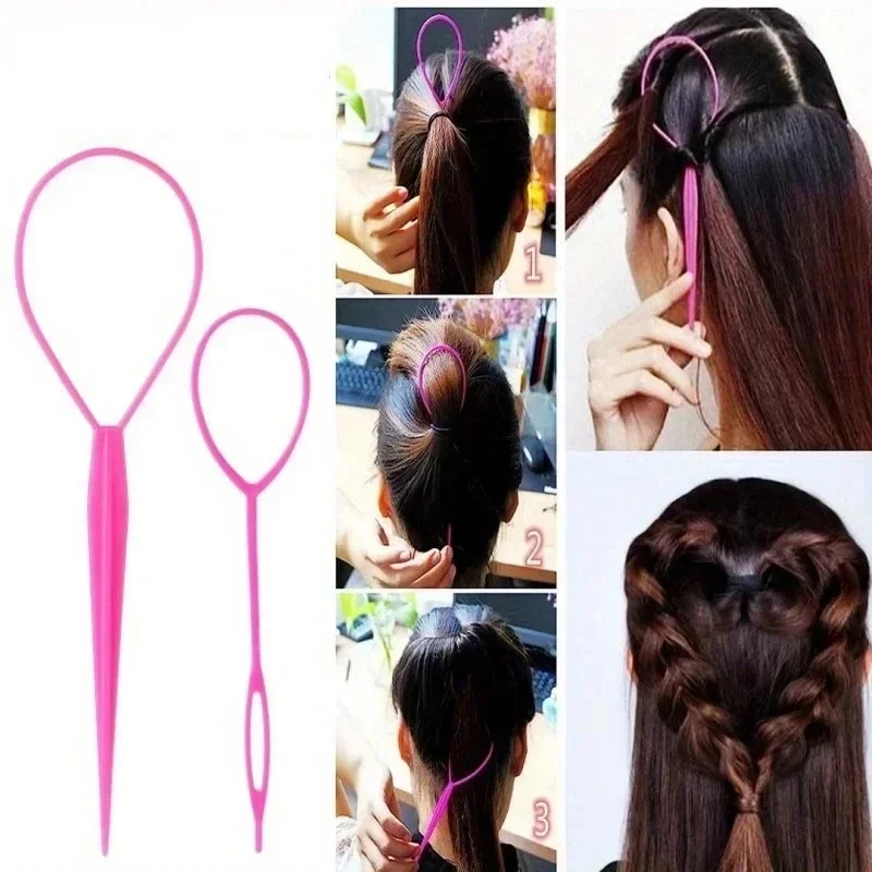 1/2/5set Hair Loop Tool Set 2pcs French Braid Tool Loop 1pc Rat Tail Comb 1pc Elastic Hair Rubber Bands Remover Cutter