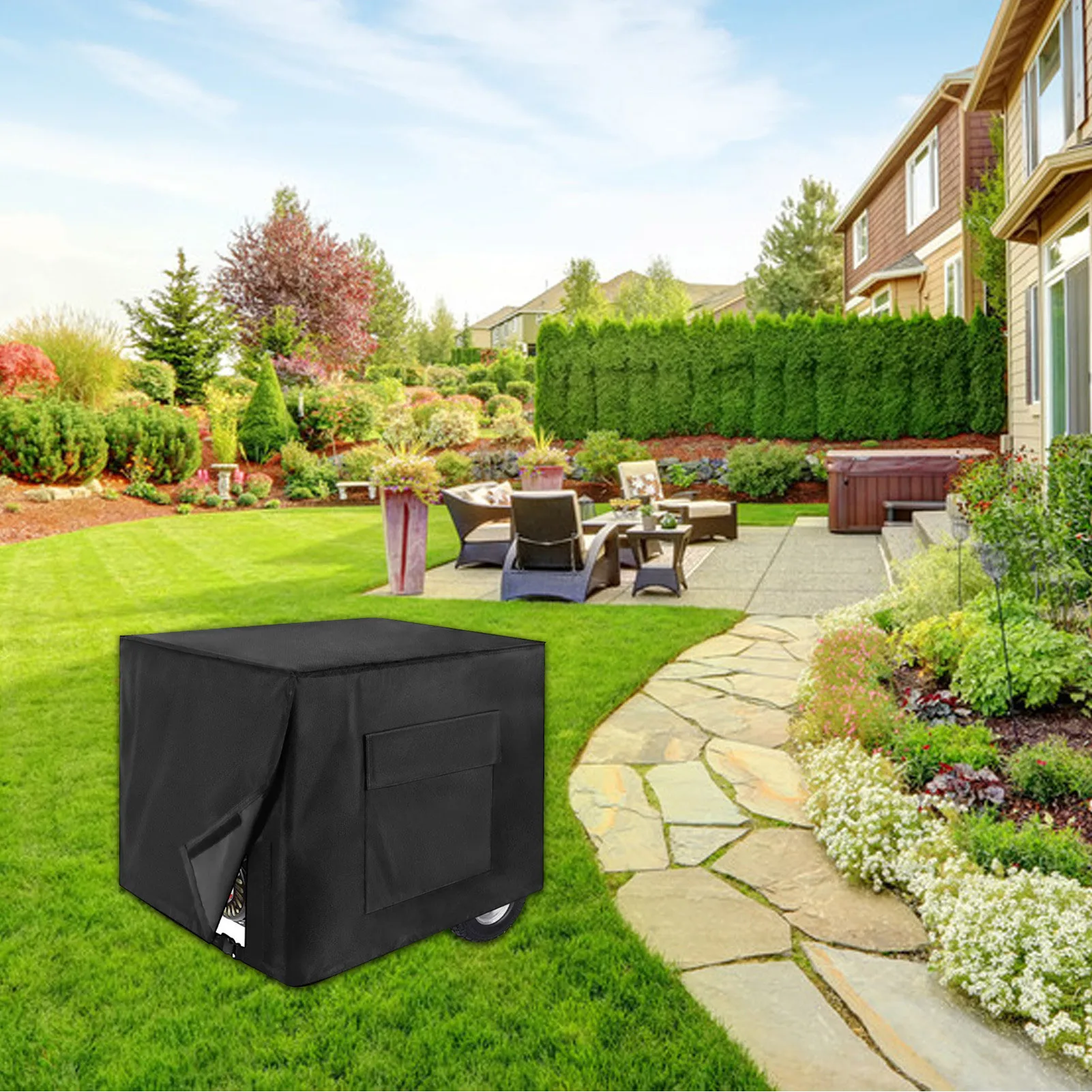 3 Size Generator Cover Windproof Protective Cover Canopy Shelter Waterproof Oxford Cloth All-Purpose Covers Protection Black