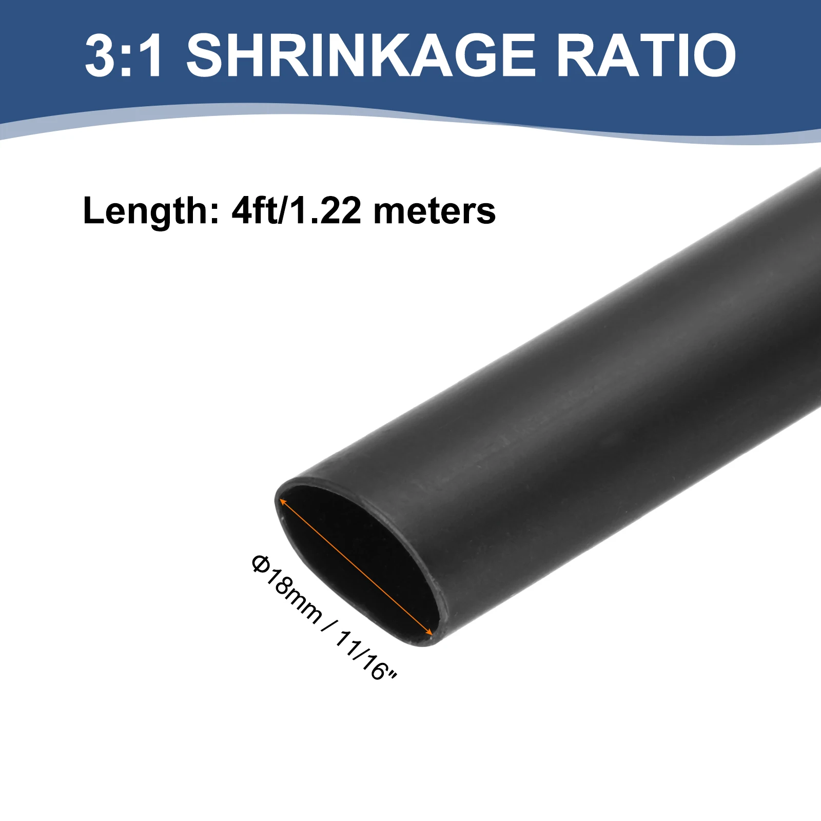 1/2/4Pcs 4-52mmx1.22m Heat Shrink Tubing Waterproof 4:1 Dual Wall Marine Adhesive Lined Industrial Heat Shrink Tube Wiring Wrap