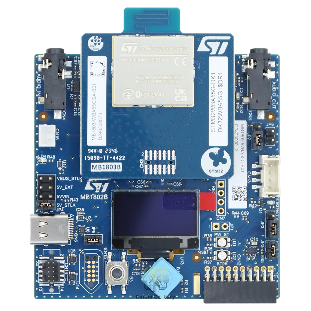 Комплект для разработки аудиоустройств FOR ST STM32WBA55G-DK1 STM32WBA55CGU6: плата беспроводного микроконтроллера ARM Cortex-M33 с поддержкой нескольких протоколов, 2,4 ГГц, низкое энергопотребление, 32-бит