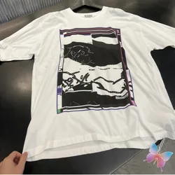 24ss White Summer Abstract Graffiti CAVEMPT Short Sleeves High Quality Cotton Loose Fitting  Breathable Men Women CE Tshirts