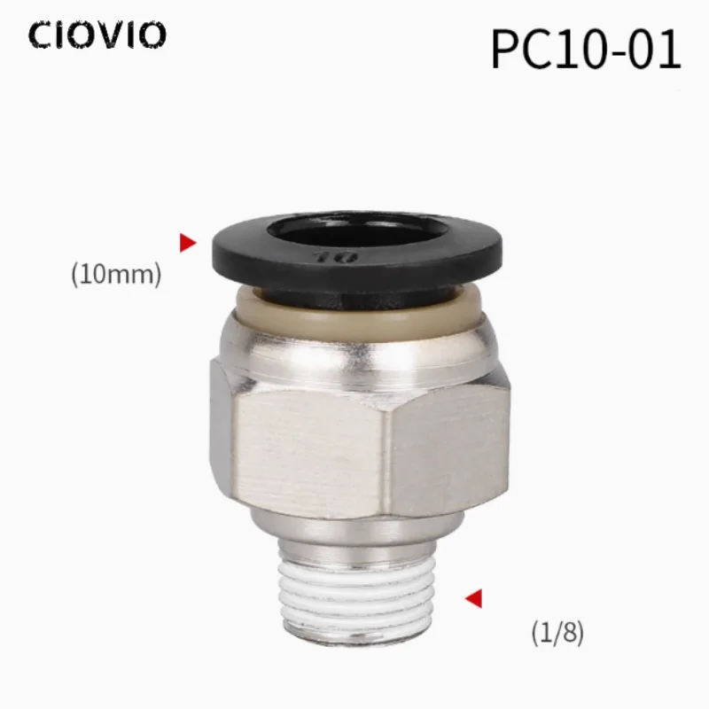 Pc10 cobre niquelado acoplamento rápido tubo de ar plugue rápido através do compressor da bomba de ar PC10-01 PC10-02 PC10-03 PC10-04