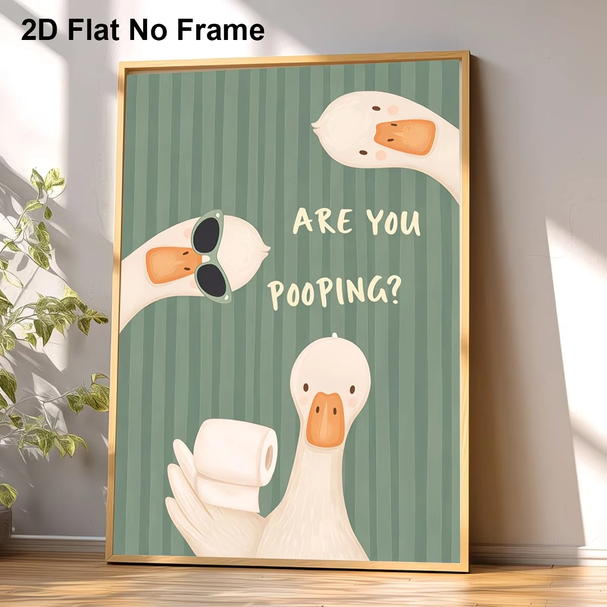 Modern Cute Funny Duck And Text Are You Pooping Wall Art Print Canvas Painting Poster Picture For Bathroom Home Decor view 2