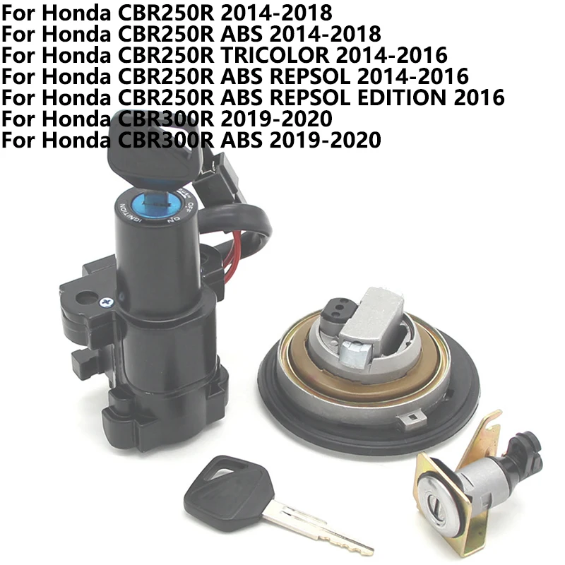 

Motorcycle Fuel Gas Tank Cap Cover Lock Set For Honda CBR250R CBR 250R ABS 2014-2018 TRICOLOR REPSOL CBR300R Accessories