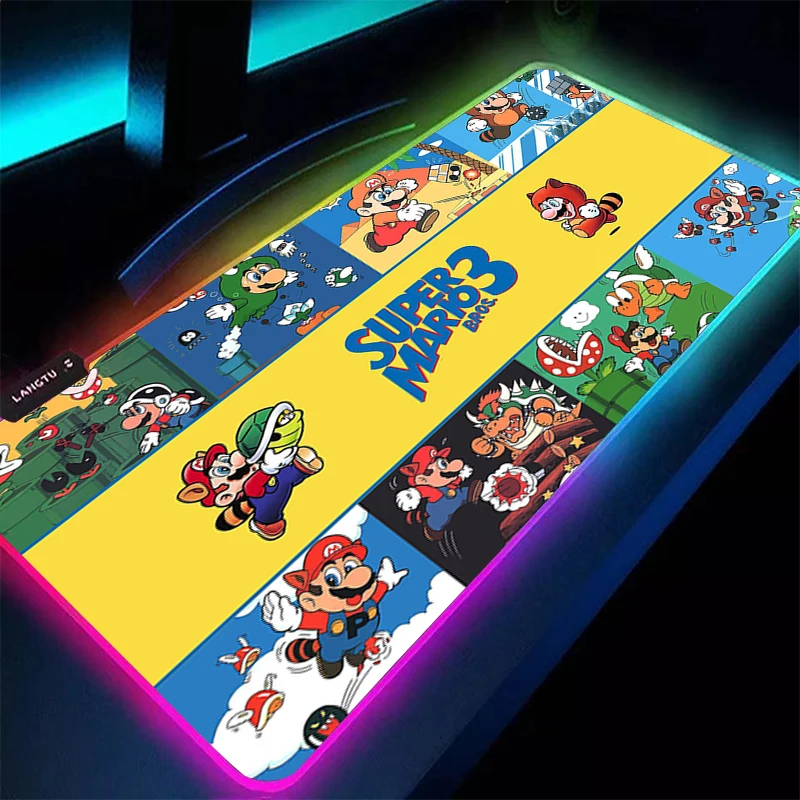 

Mouse Pad M-Mario 90x40cm RGB Rubber PC Computer Gaming Accessories Locking Edge HD Mousepad Desk Mat LED Backlight Gamer Carpet