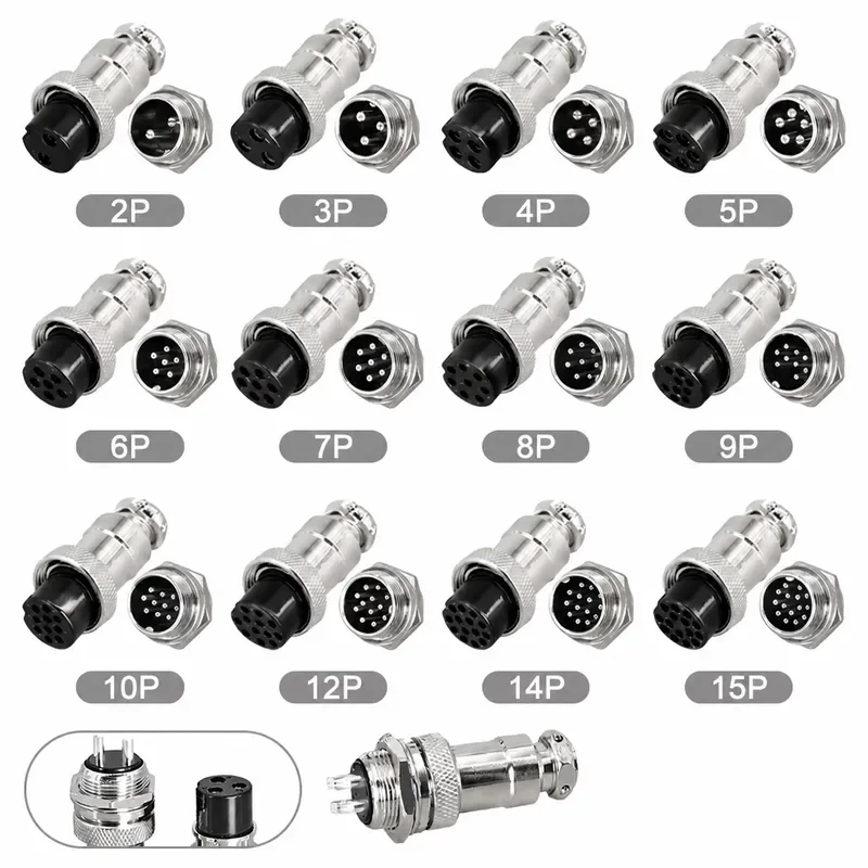5/20PCS GX20-2/3/4/5/6/7/8/9/10/12/14/15Pin Aviation Connector Nut Type Socket Plug Metal Circular Panel Connector