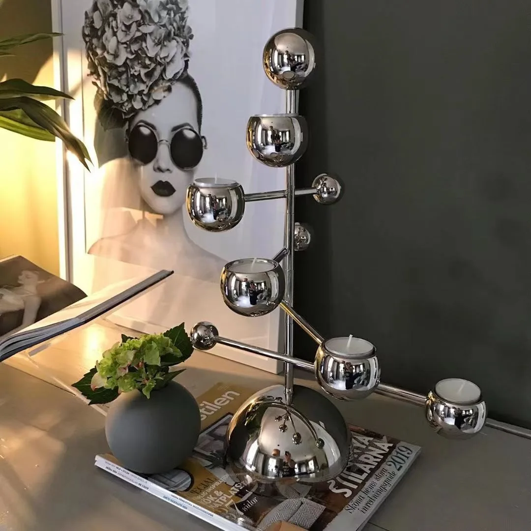 Moderno e leggero di lusso multistrato in metallo galvanico candeliere ornamento campione soggiorno tavolo da pranzo camera da letto hotel