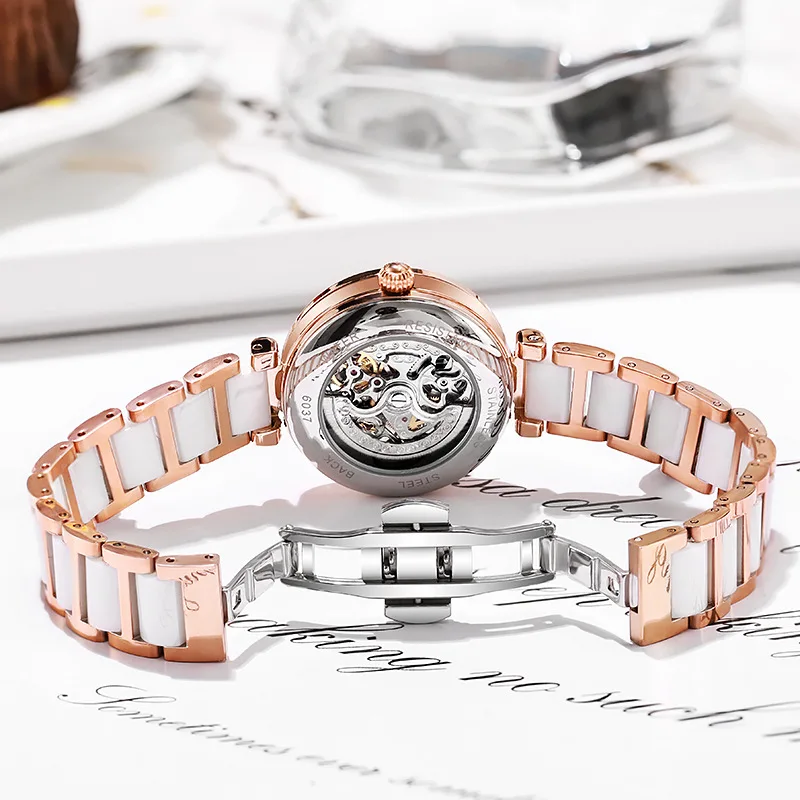 Fashion Automatic Mechanical Women\'s Watch Natural Shell Surface Creative Dragonfly Waterproof Design Ladies Mechanical Watch