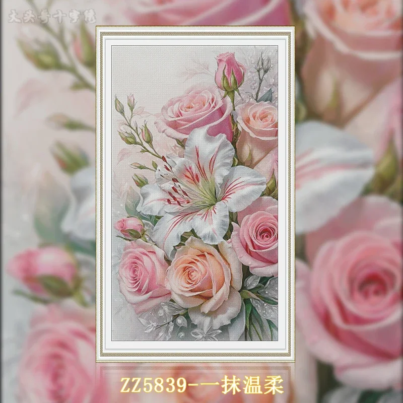 [ZZ5839-A touch of tenderness] 11CT 14CT 16CT DIY Stamped Cross Stitch Kit with Printed Canvas and Cotton Threads Embroidery Nee