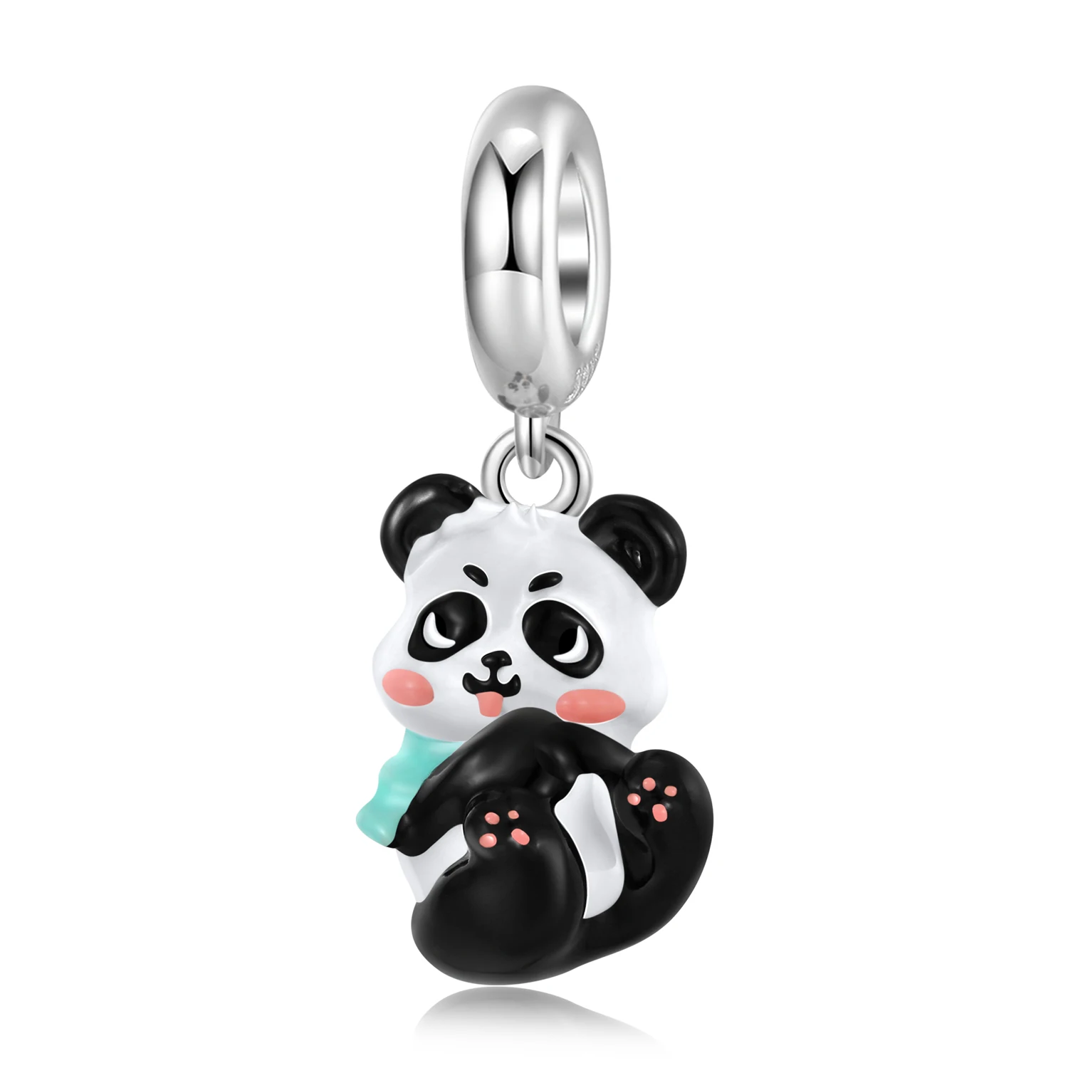 925 Sterling Silver Drool Towel Panda Baby Color Bead Charms Family Pendant Charms for Women Bracelet Mother Girlfriend Gift