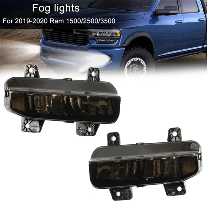 

1pair Smoked Lens Car LED Fog Light Driving Lamp for Dodge Ram 1500 2500 3500 2019-2020