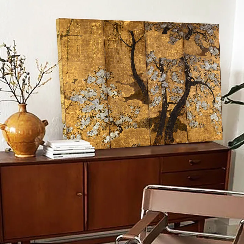 

Настенный декор в китайском стиле с ручной росписью для гостиной, декоративная живопись, японская ретро подвесная картина, художественное украшение для дома