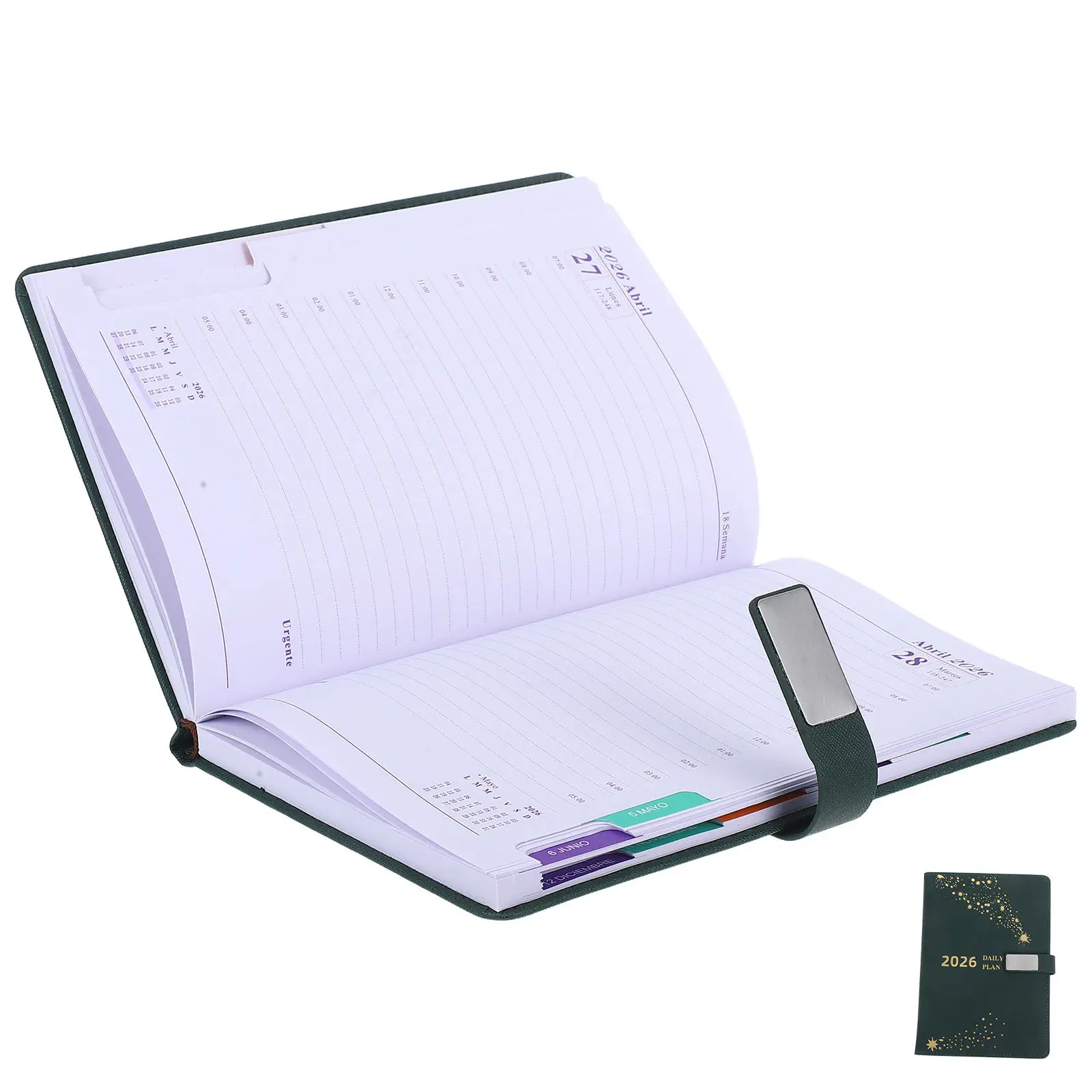 

A5 Daily Planner Notebook 2026 PU Cover Portable Life Planner with Monthly Index Bookmarks for Office School Travel