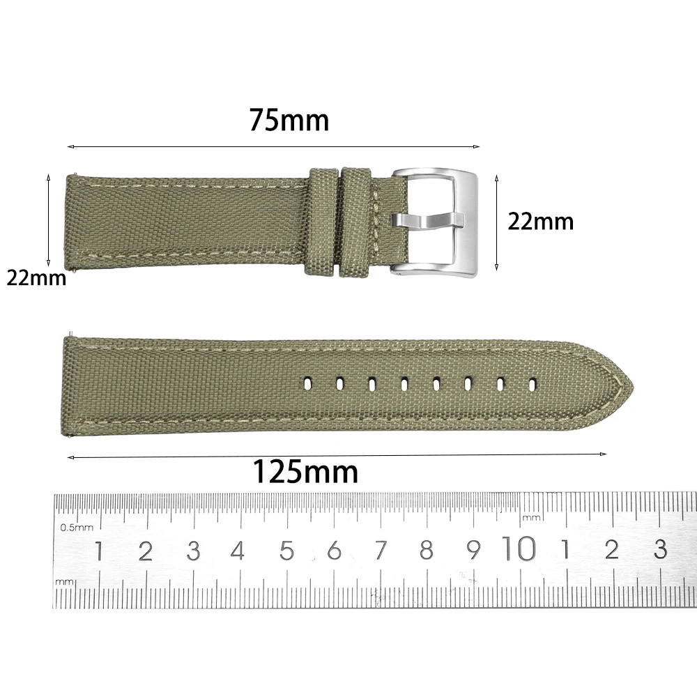 Premium Sailcloth Watch Band Two Sided Genuine Nylon Strap Waterproof Sailcloth Quick Release Bracelet 20mm 22mm Sport Wristbelt