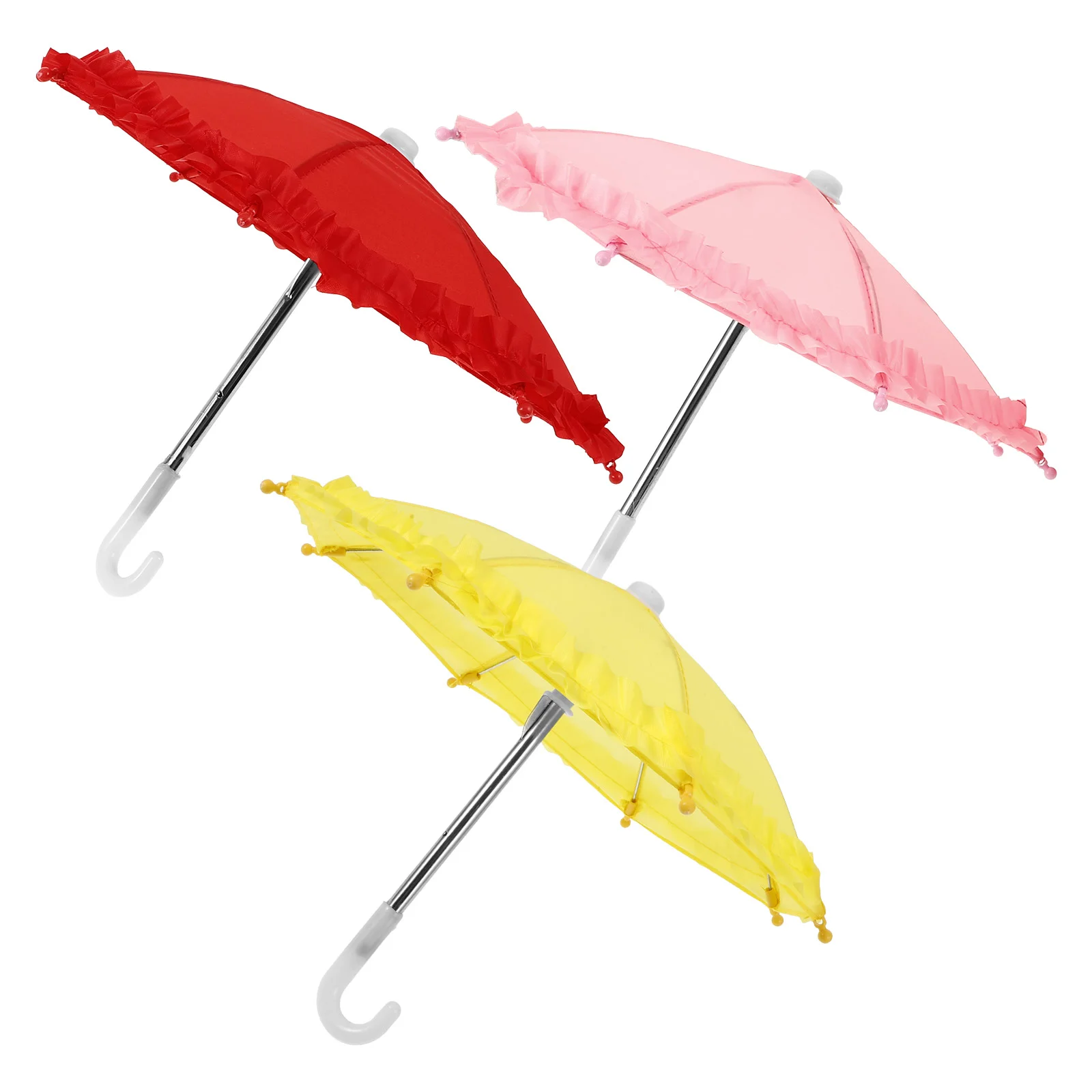 3 Pcs Lace Toy Umbrella Decoration Mini Miniature Store Children Iron Model Adorable Playthings Versatile