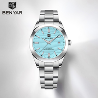 BENYAR Men's Watch Sand Dial Automatic mechanical Watch Waterproof 316L Stainless Steel AR Coated Dome Glass WristWatch for Men