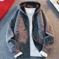 Classic Men's Knitted Sweater Cardigan Hooded Jackets Casual Streetwear Full Zip Cardigans Jackets Coat 6