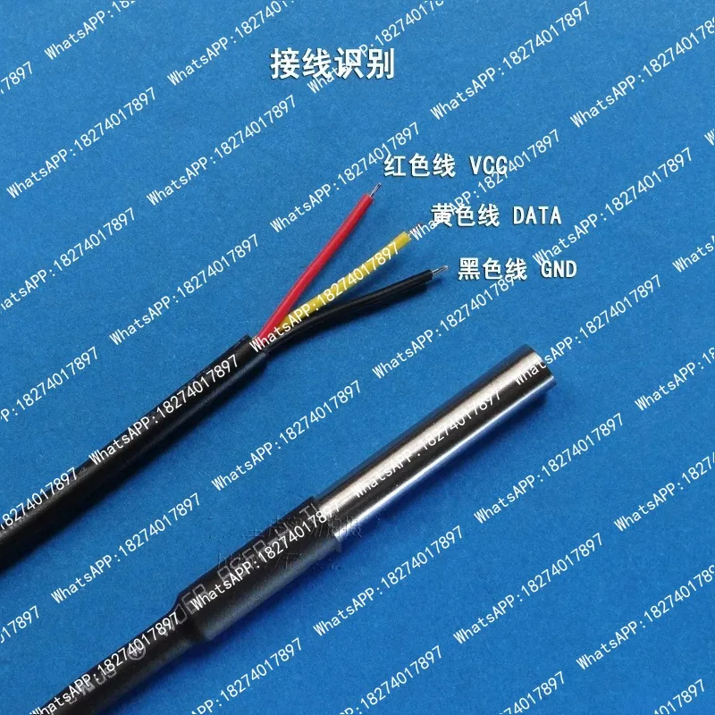 ds18b20 temperature probe for Heat detector stainless steel waterproof cable 10m 7x0.16TS tinned brass copper wire sensor