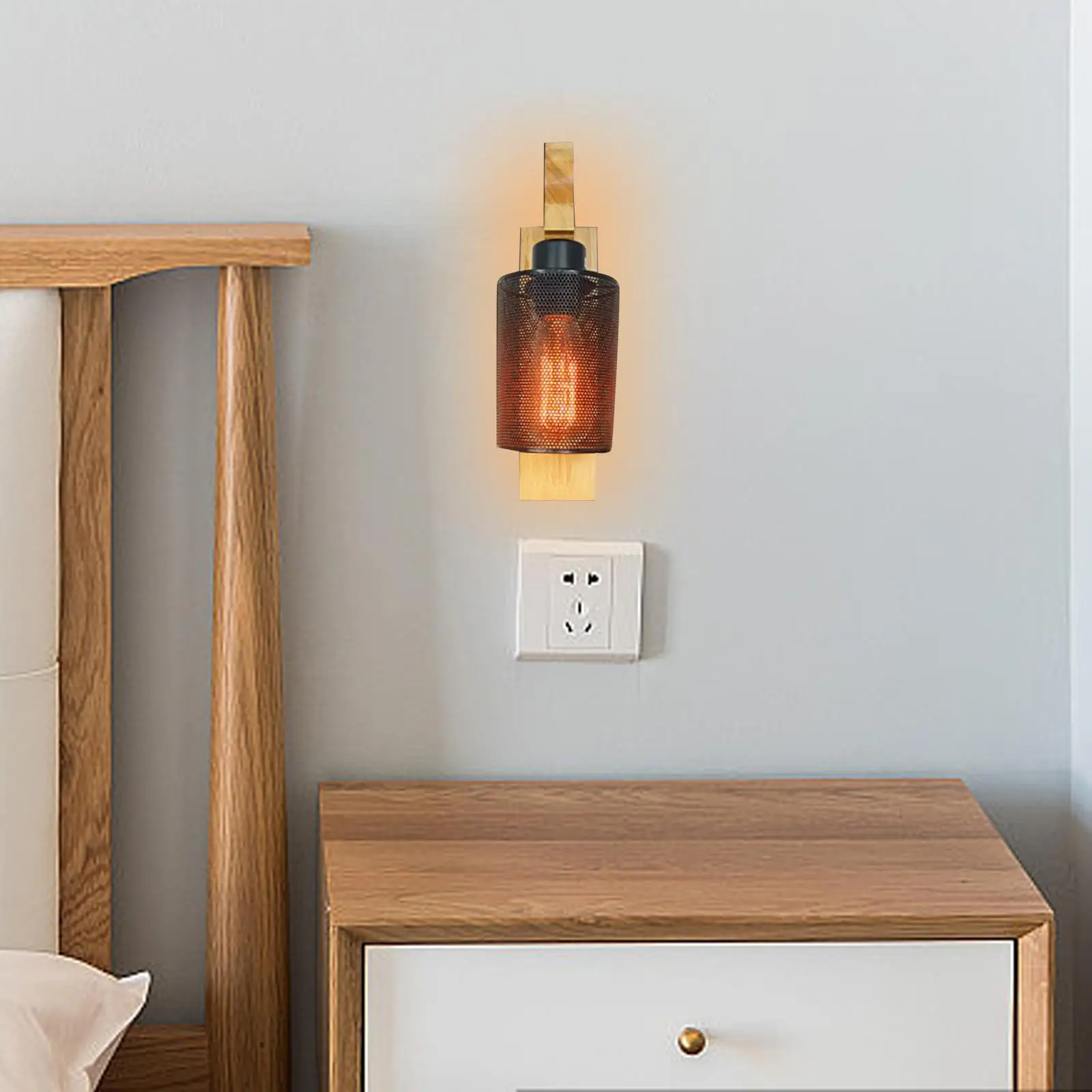 Rustic Wood Wall Light Fixture, Wall Mount Vintage Wall Sconce Lighting, for