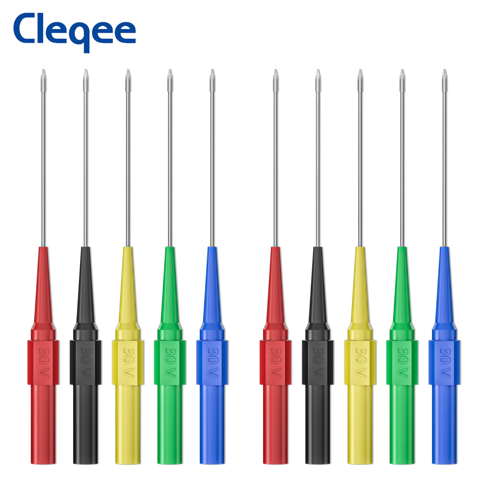 Cleqee 10pcs 1mm Test Probe Needle Mul-timeter Stainless Puncture Back Probe Pin 4mm Banana Socket Inspection Tool