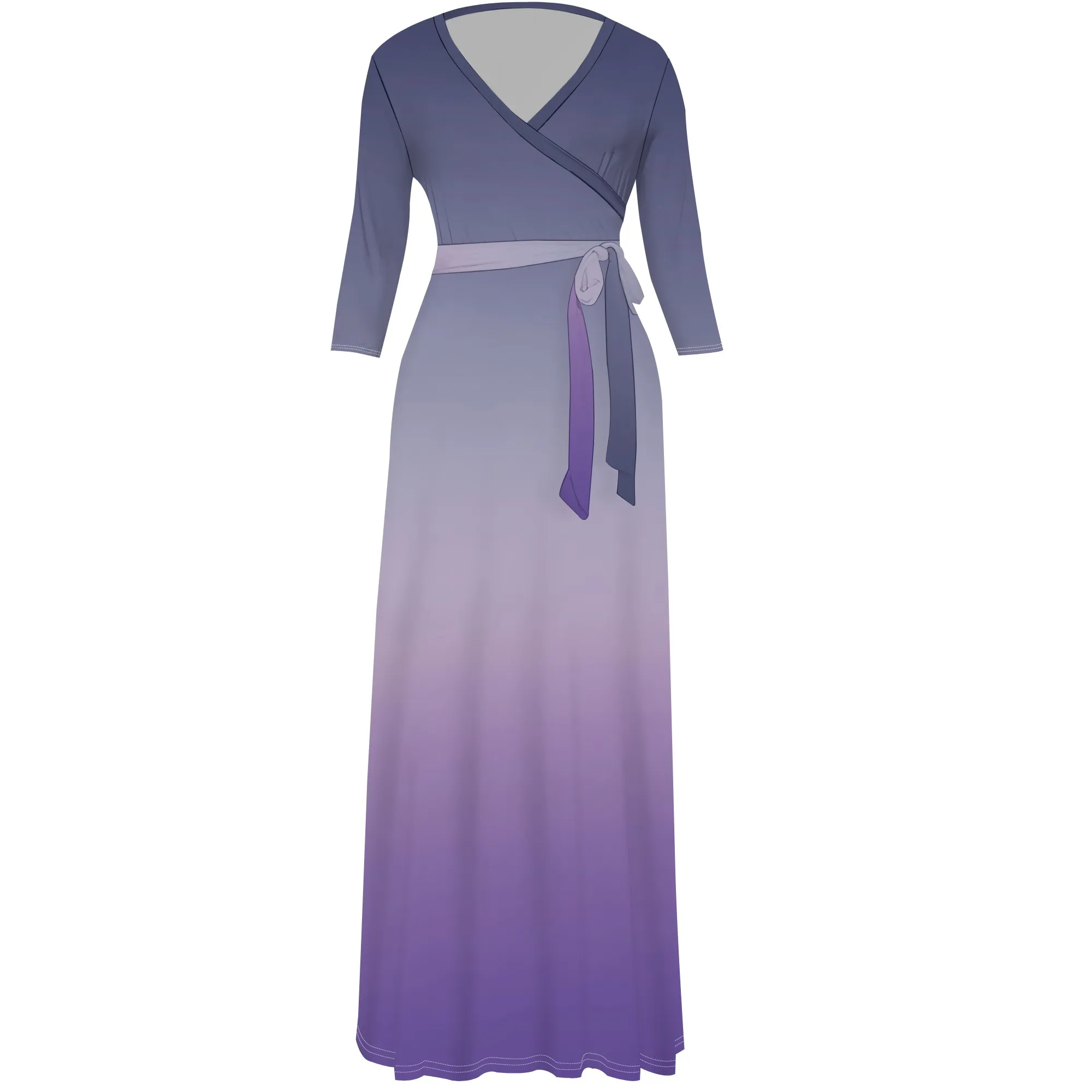 Abiti estivi casual da donna Maxi manica a 3/4 Sexy scollo a V profondo aderente avvolgente Abito da vacanza al mare fluido con cintura