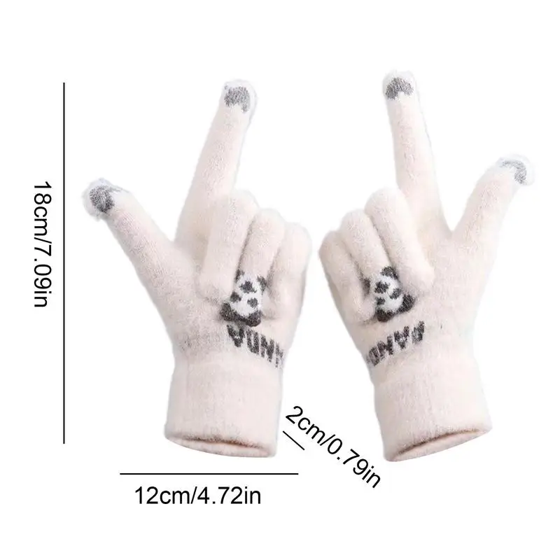 Winter Gloves Touchscreen Winter Cycling Gloves Cartoon Warm Knitted Breathable Hand Warmers Elastic Knit Finger Mittens For