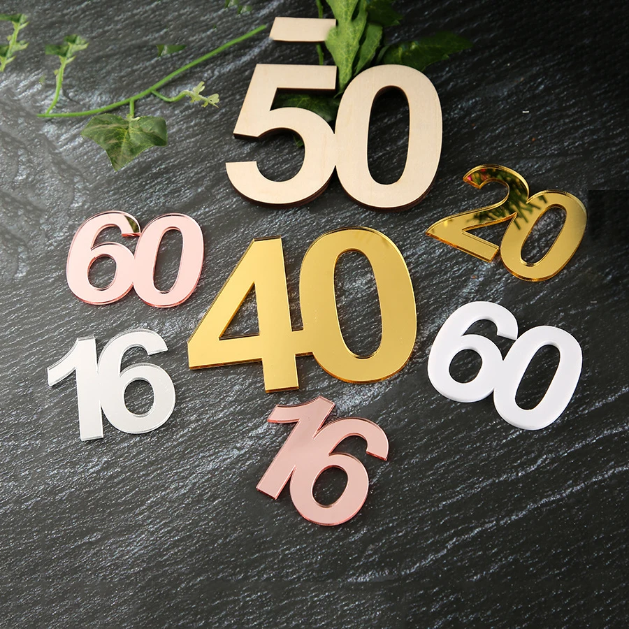 1Pc Number 18/20/30/40/50 Year Old Toppers Facial Line Cake Acrylic Women Birthday Cake Decoration