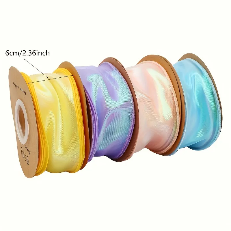 Multi-Colored Shining Mixed Shining Aurora Mermaid Ribbon | 2 Inches Wide, Handmade Lace for DIY Projects, Bow Hair Accessories