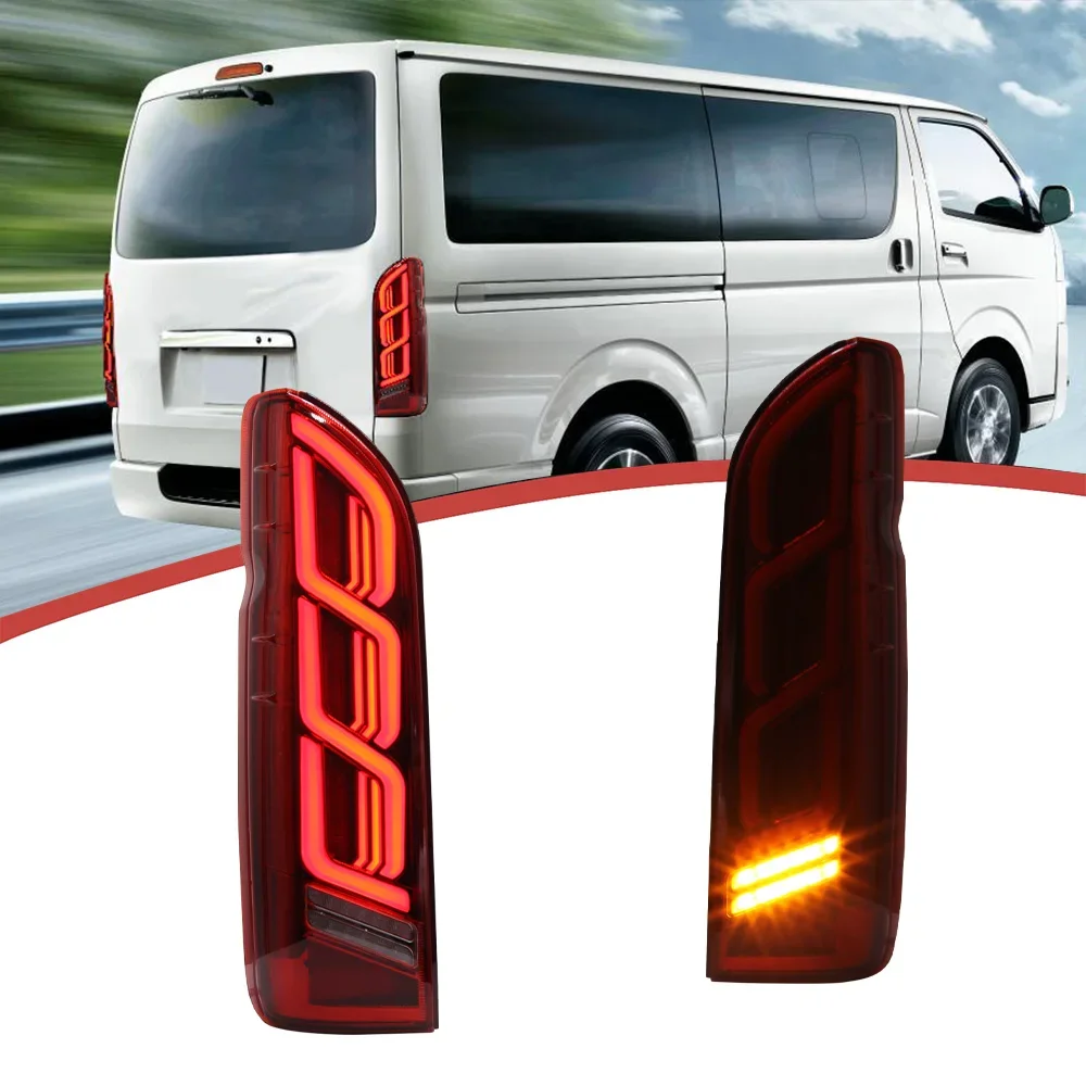 DK Motion Newest Car Tail Light Assembly for Toyota 200 Series HIACE 2005-2019 LED  Car Rear Lamp Real Reflection Film & Emark！！