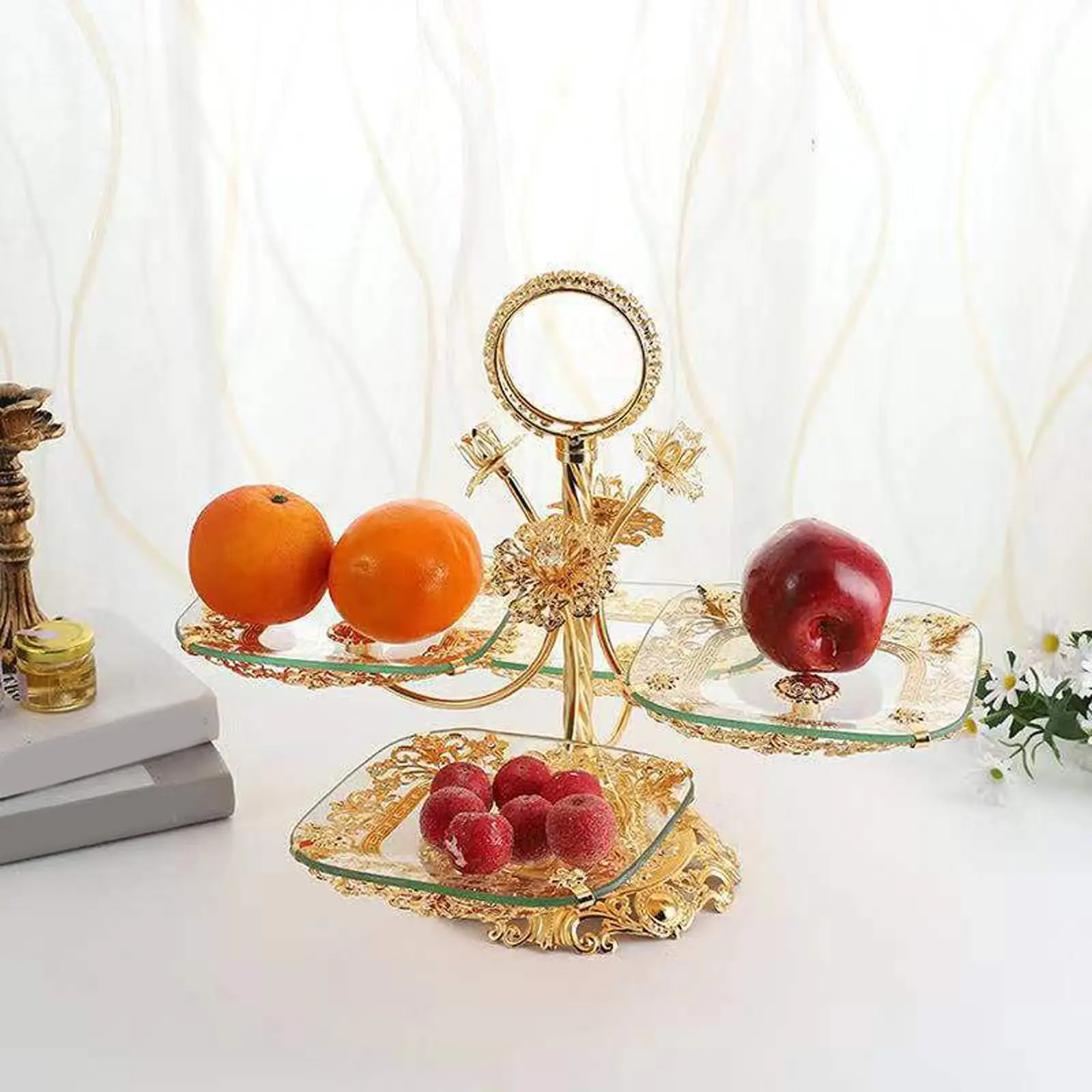 Fruit Buffet Display Serving Tray Dessert Plates Glass Serving Tray Cupcake Stand for Birthday Restaurant Thanksgiving