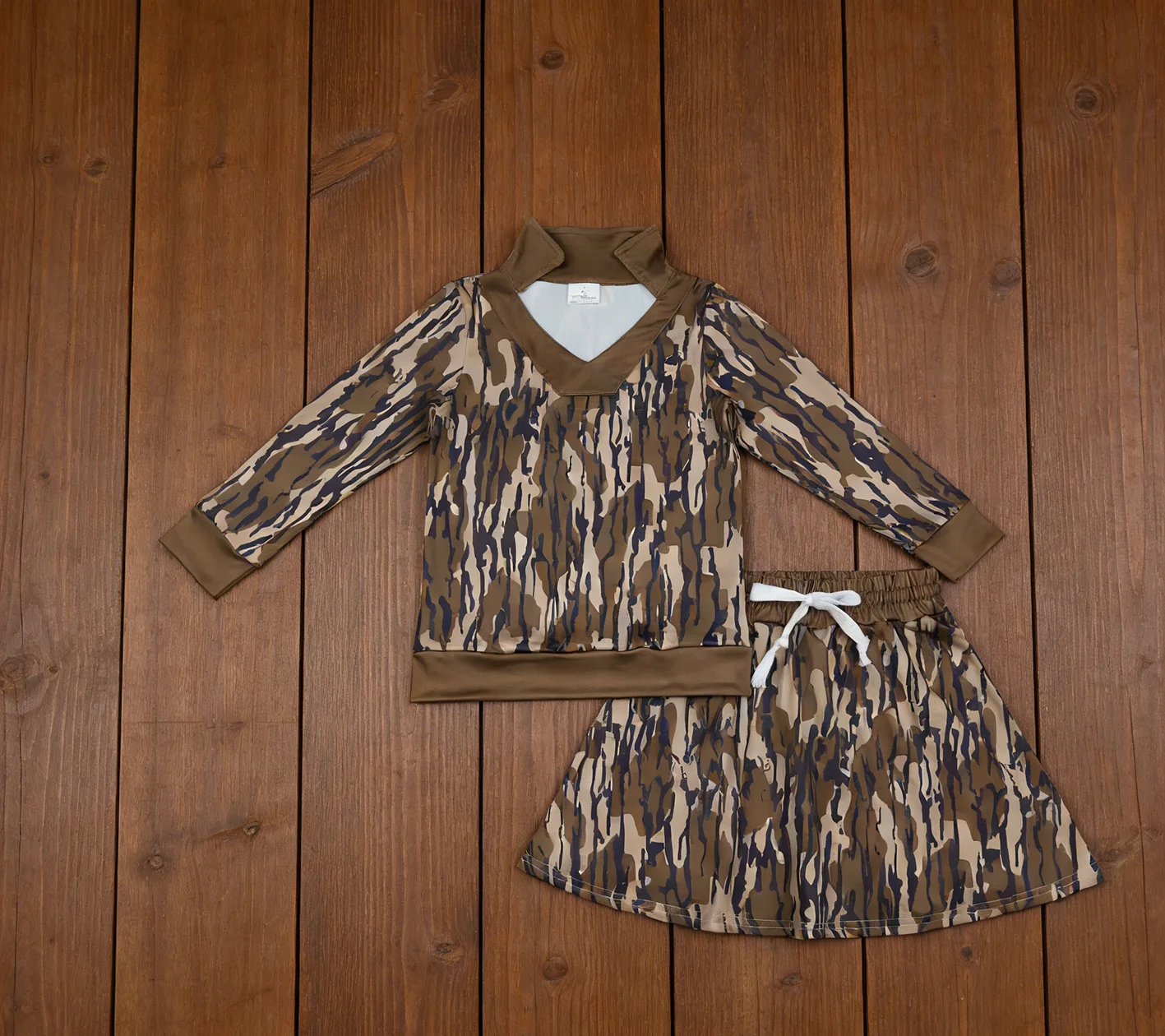 Z1212-15 GLD1478 Kids Outfit Long Sleeve Top With Skirt Set Children Boutique Clothes