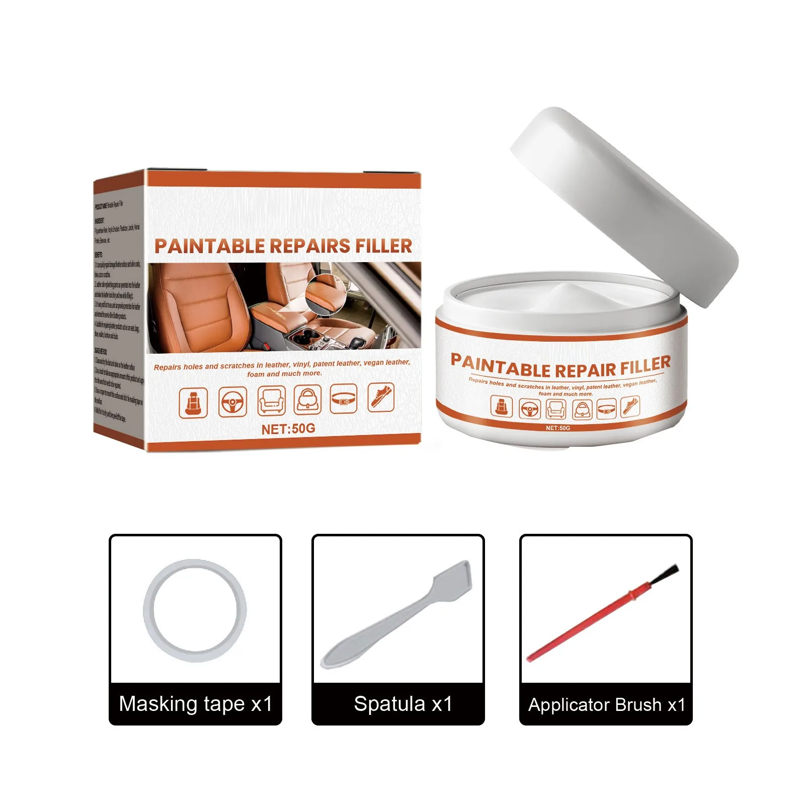 

Leather Filling Paste Filler For Filling Or Repairing Holes, Tears, Cracks, Scratches, For Leather Car Seats, Furniture, Shoes