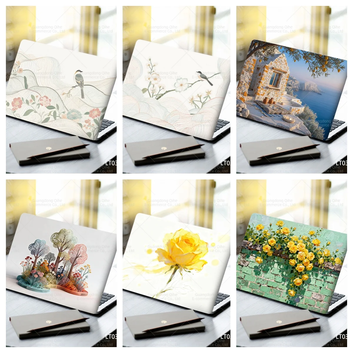 Pegatinas autoadhesivas de decoración de paisajes florales y exóticos, 2 piezas de calcomanías de PVC más vendidas para cuaderno, álbum de recortes y fundas de teléfono