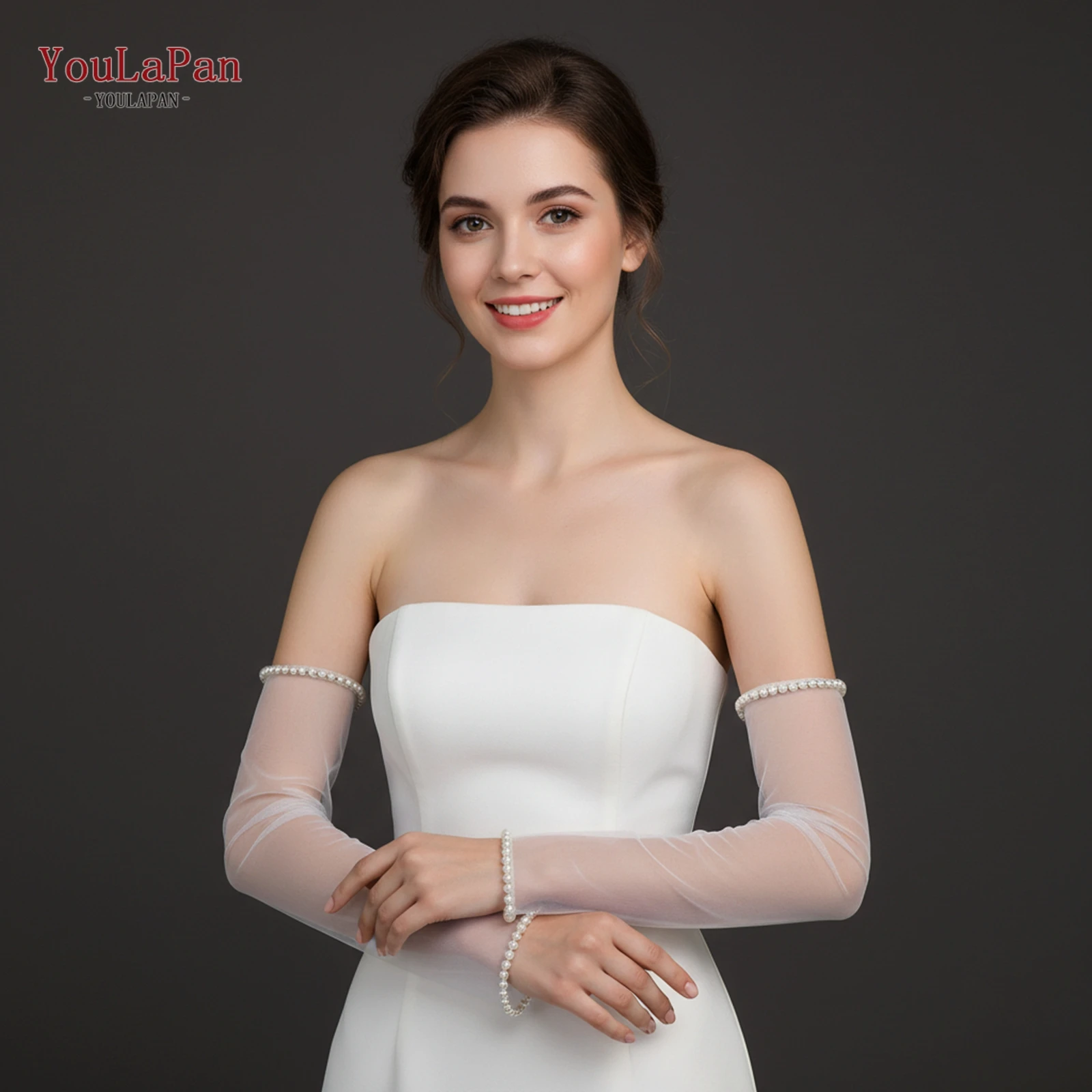 

Свадебные перчатки Youlapan без пальцев, длиной до локтя, в минималистичном стиле, с жемчужными украшениями, для свадеб и вечеринок, VM47