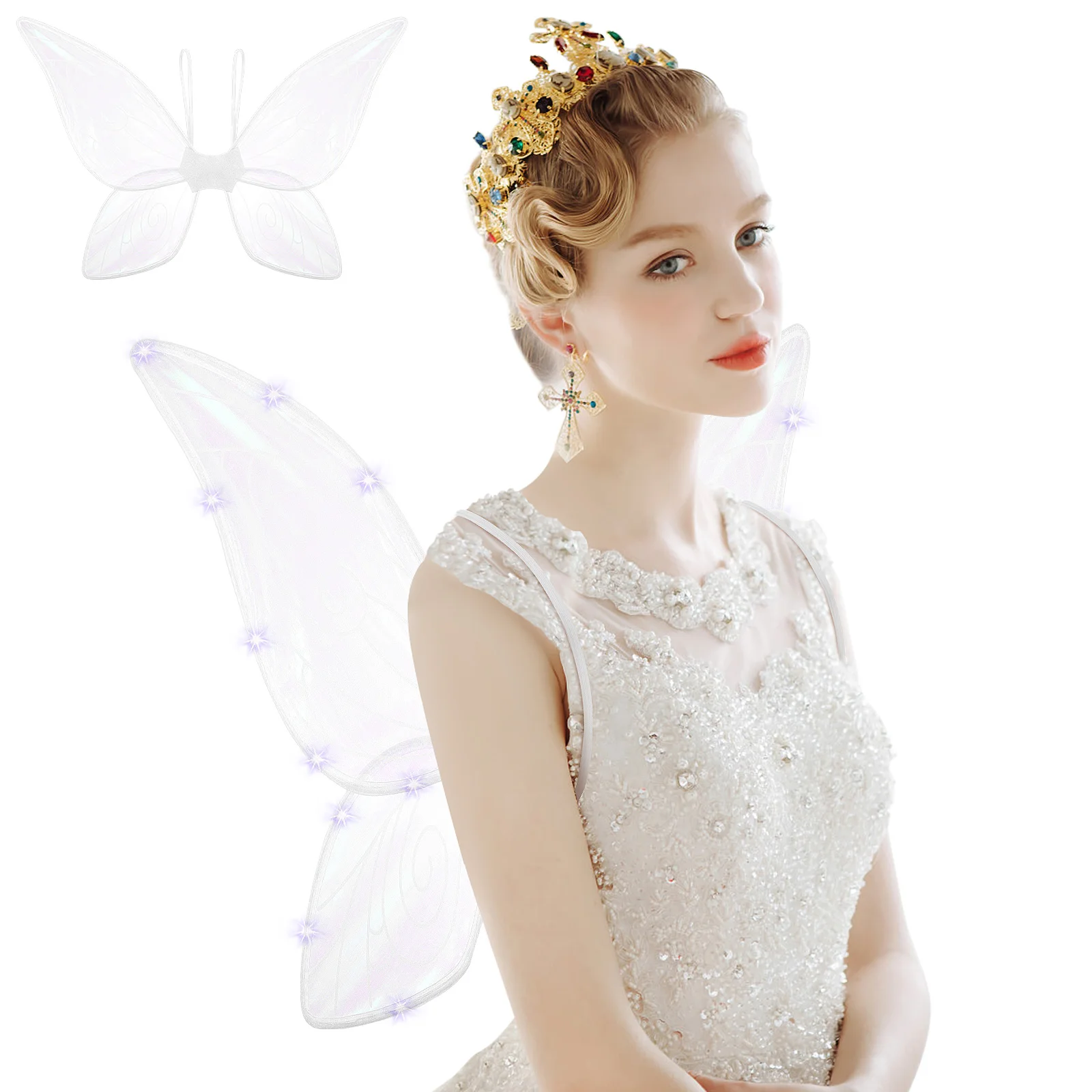 

Glowing Fairy Wings Butterfly Wing Decor for Adults Soft Gauze Material Easy Wear Take Off for Costume Party Accessories