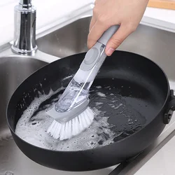 2 In 1 Kitchen Cleaning Brush Long Handle Cleaing Brush with Removable Brush Sponge Dispenser Dishwashing Brush Kitchen Tools