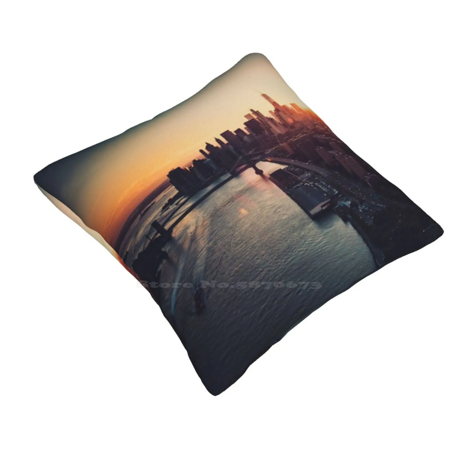 New York City Skyline Bedroom Office Hug Pillowcase Bridge Built Structure Brooklyn New York Business Finance And Industry