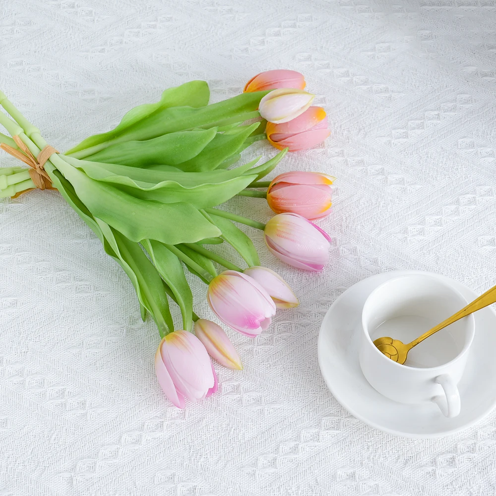 5pcs Artificial Tulip Bouquet Silicone Fake Flowers Party Decoration Living Room Table Centerpiece Floral Arrangement Decoration
