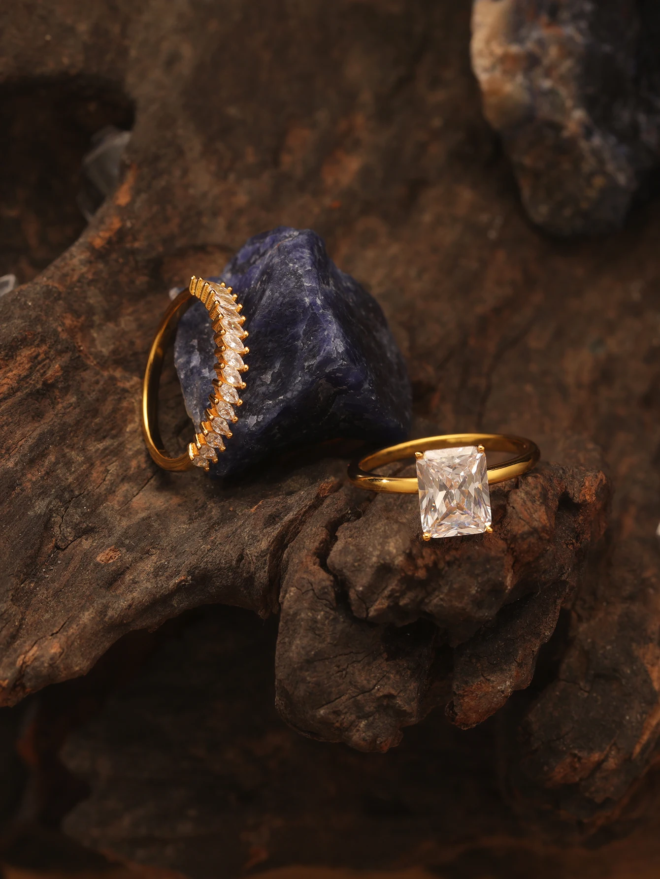 2 قطعة S925 فضة مستطيلة 3CT مويسانيتي خاتم مجموعة غرامة مجوهرات مطلية بالذهب 18 كيلو مناسبة لتقديم هدية الذكرى #3