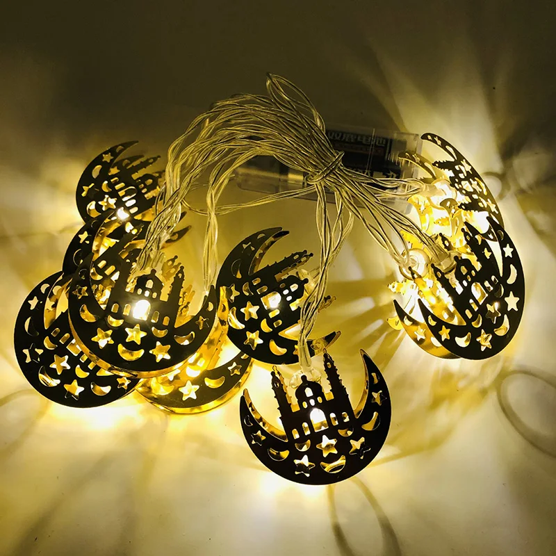 Moon Star Led String Lights EID Mubarak 2024 Ramadan Kareem Decoration For Home Islam Muslim Event Party Supplies Eid Al-Fitr