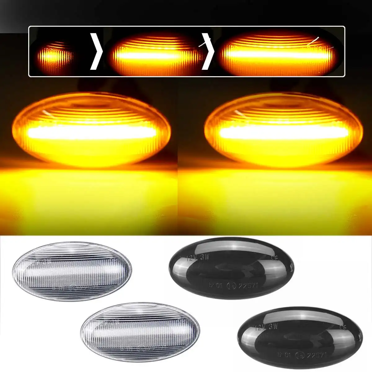 2x Dynamic led Side Marker Flowing Led Turn Signal Light sequential blinker for Peugeot 307 206 207 407 107 for Citroen C1 C2 C3