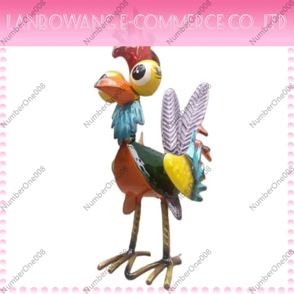 Outdoor Decoration Garden Rooster Statues Iron Yard Art Chicken Sculpture Rustproof Miniature Metal Rooster Ornaments for Home