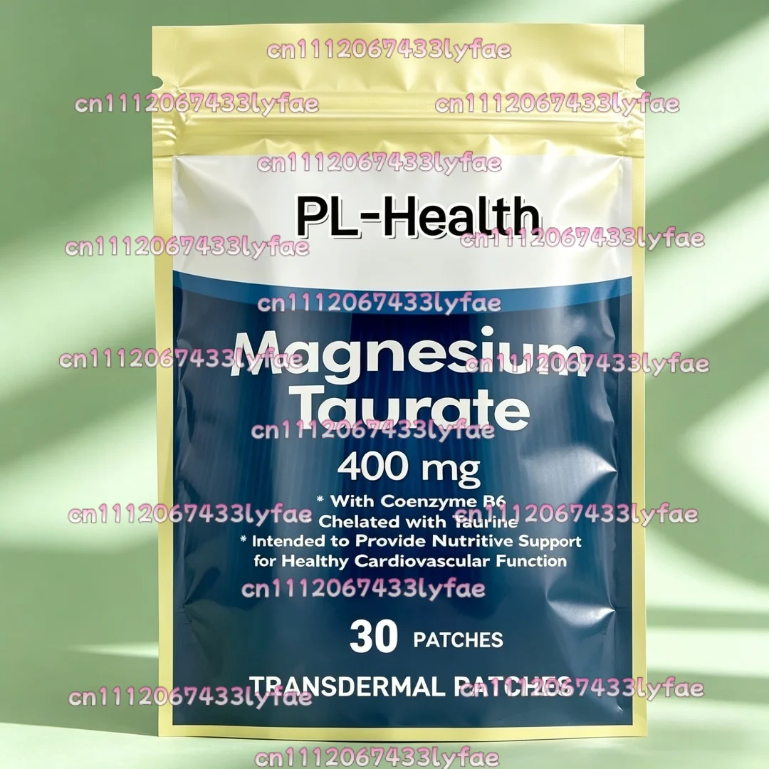 30 Patches Magnesium Taurate Transdermal Patches with Taurine and Coenzyme B6 for Cardiovascular Health, Nerve Function