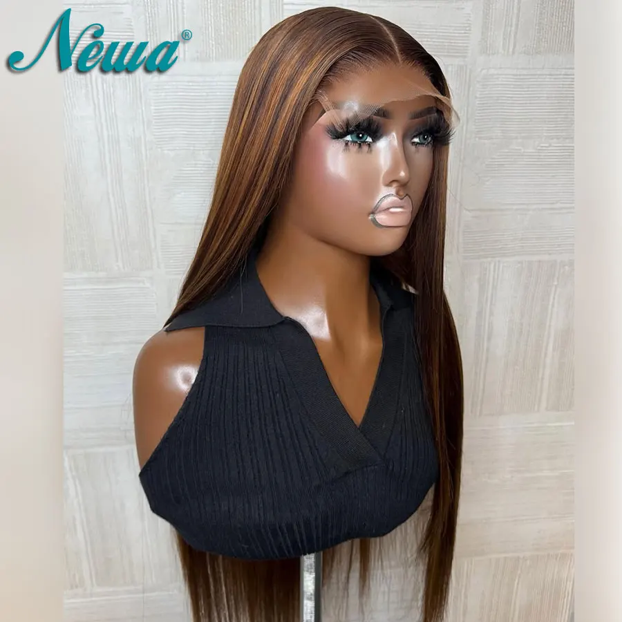 

Newa Hair Straight Highlights 5X5 HD Lace Closure Wig Glueless Ready Go Wig Colored Human Hair 13X6/13x4 HD Lace Frontal Wigs