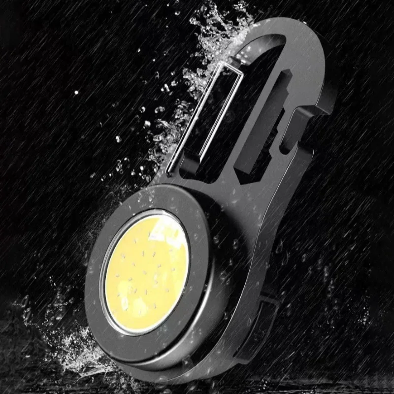 Portable COB Key Flashlight with Screwdriver Multi-function Floodlights Outdoor Rechargeable Strong Light Mini Keychain Lights
