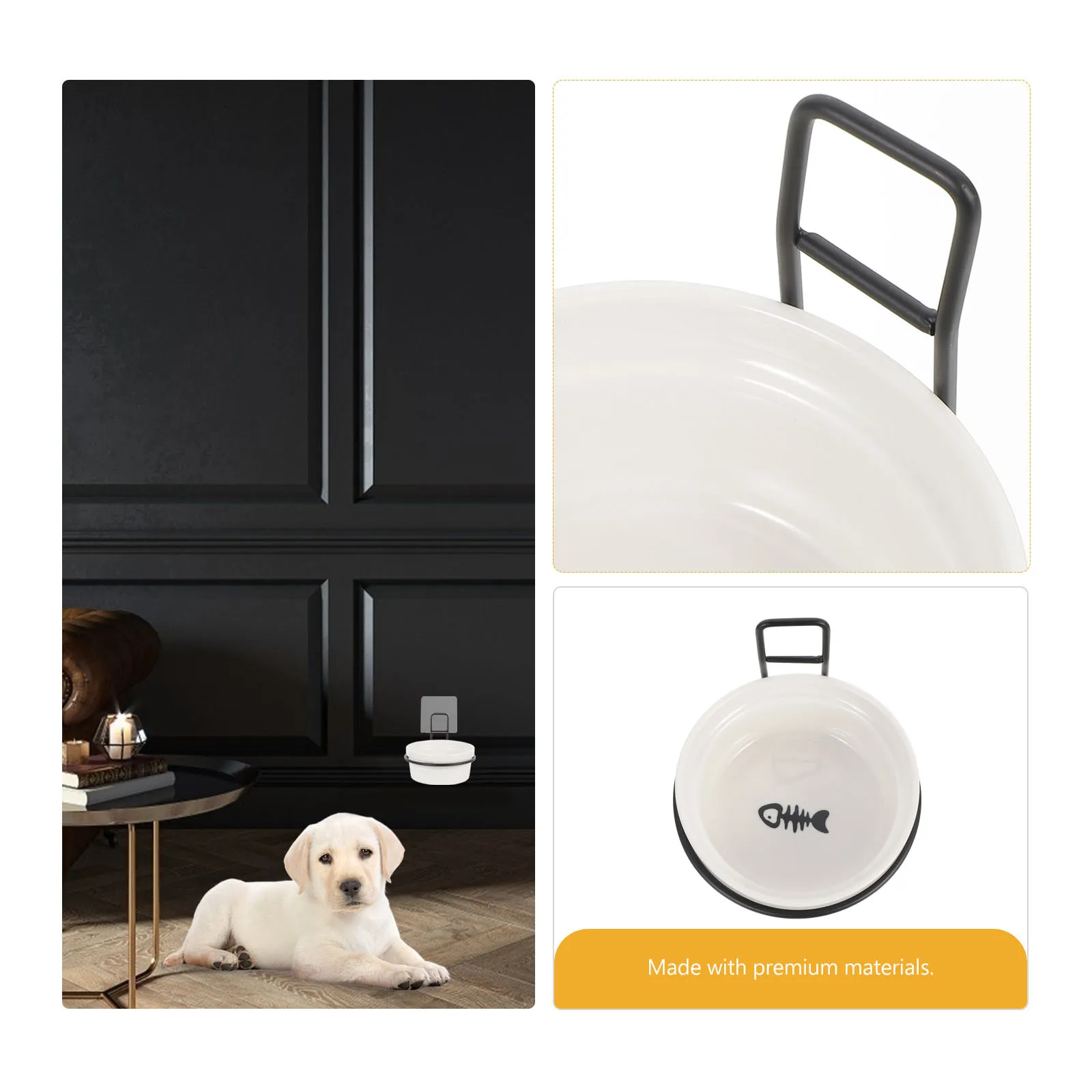 

1Set Wall-Mounted Hanging Cat Bowl Ceramic Pet Feeder Compact Design Space-Saving Easy to Wash Hanging Pet Bowl