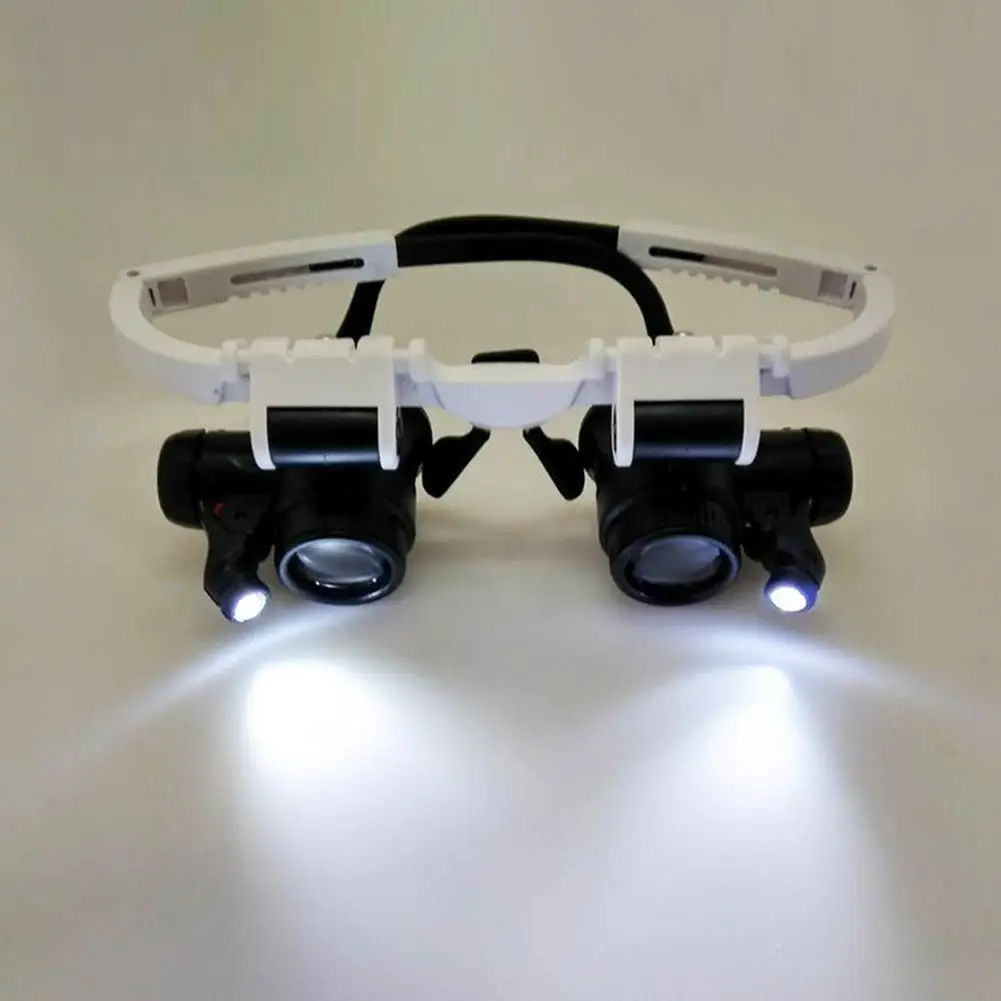 Head-Mounted Illuminating Microscope Headband Repair LED Lamp Light Magnifying Glass with 8x 15x 23x Magnifier Loupe Glasses