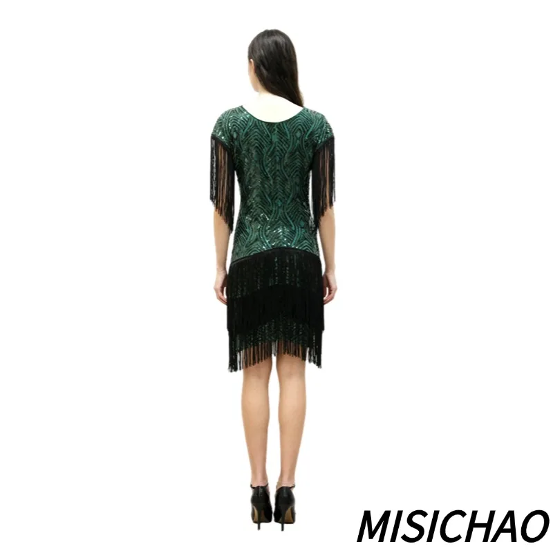 MISICHAO Best Seller 1920s Gatsby Style Sequin Fringe Dress for Women Vintage Glitter Tassel Party Cocktail Evening Dance