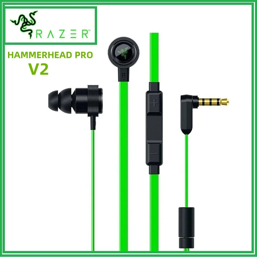 Hammerhead PRO V2 سماعات 3.5 ملم سلكية محمولة ستيريو موسيقى باس داخل الأذن سماعات رياضية مع ميكروفون يدوي دعوة الهاتف